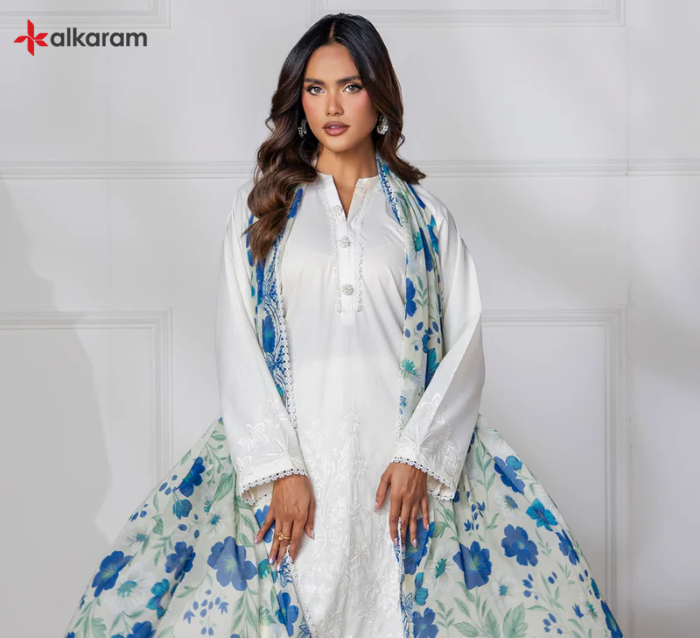 slim fit dress slacks Alkaram Printed Lawn'25 MSB25-44-Maroon – Mohsin Saeed Fabrics main image 1