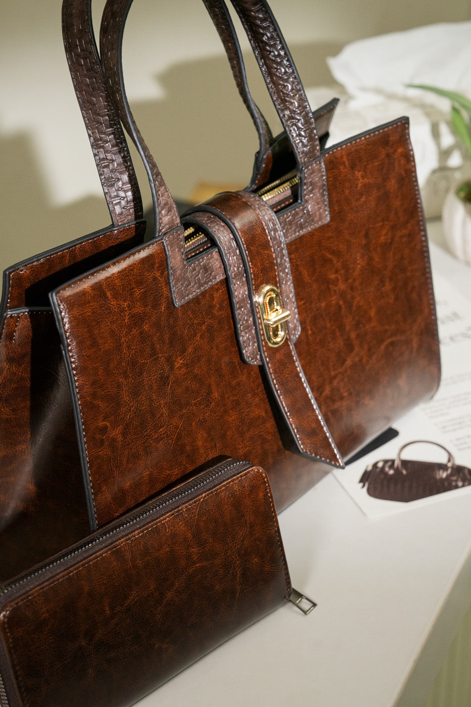 Structured Tote Bag – Coffee