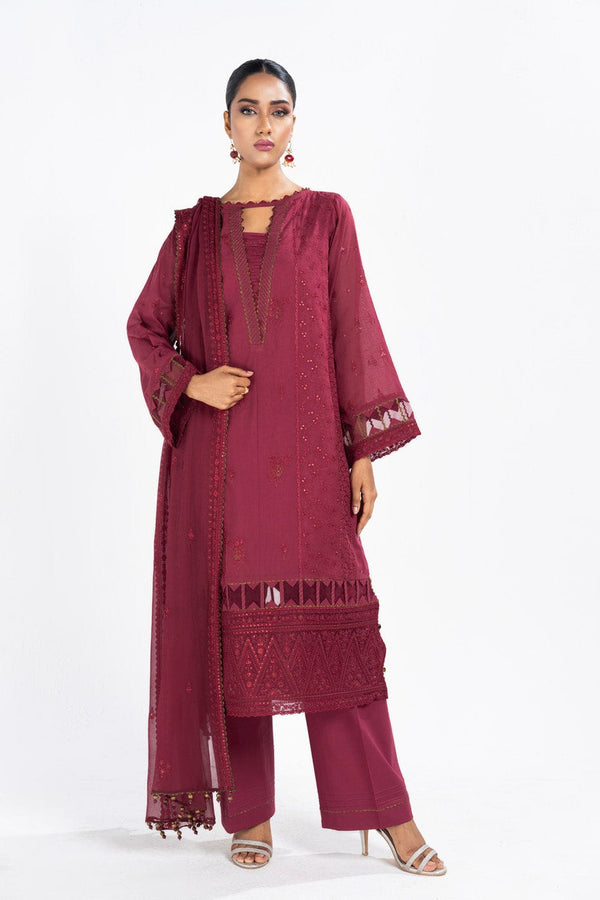 4 Pc Embroidered Lawn Shirt With  Embriodered Poly Chiffon Dupatta