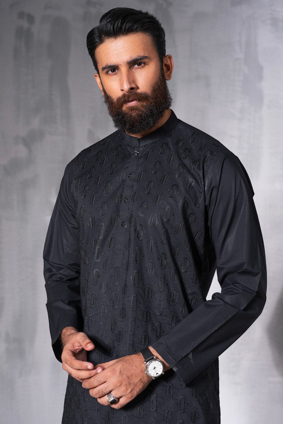 Dyed Embroidered Cambric Kurta