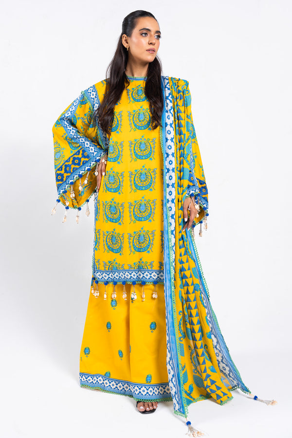 3 Pc Embroidered Lawn Suit With Lawn Dupatta