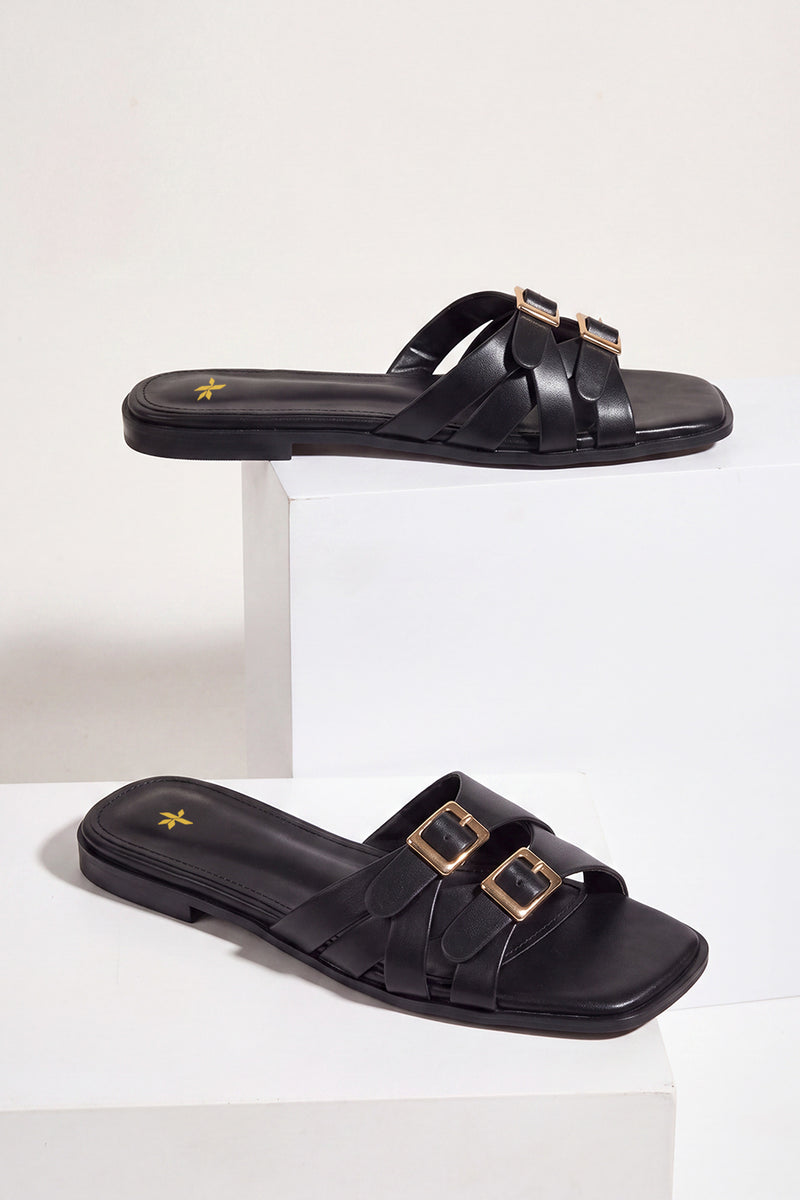 Knot Strap Slides – Black