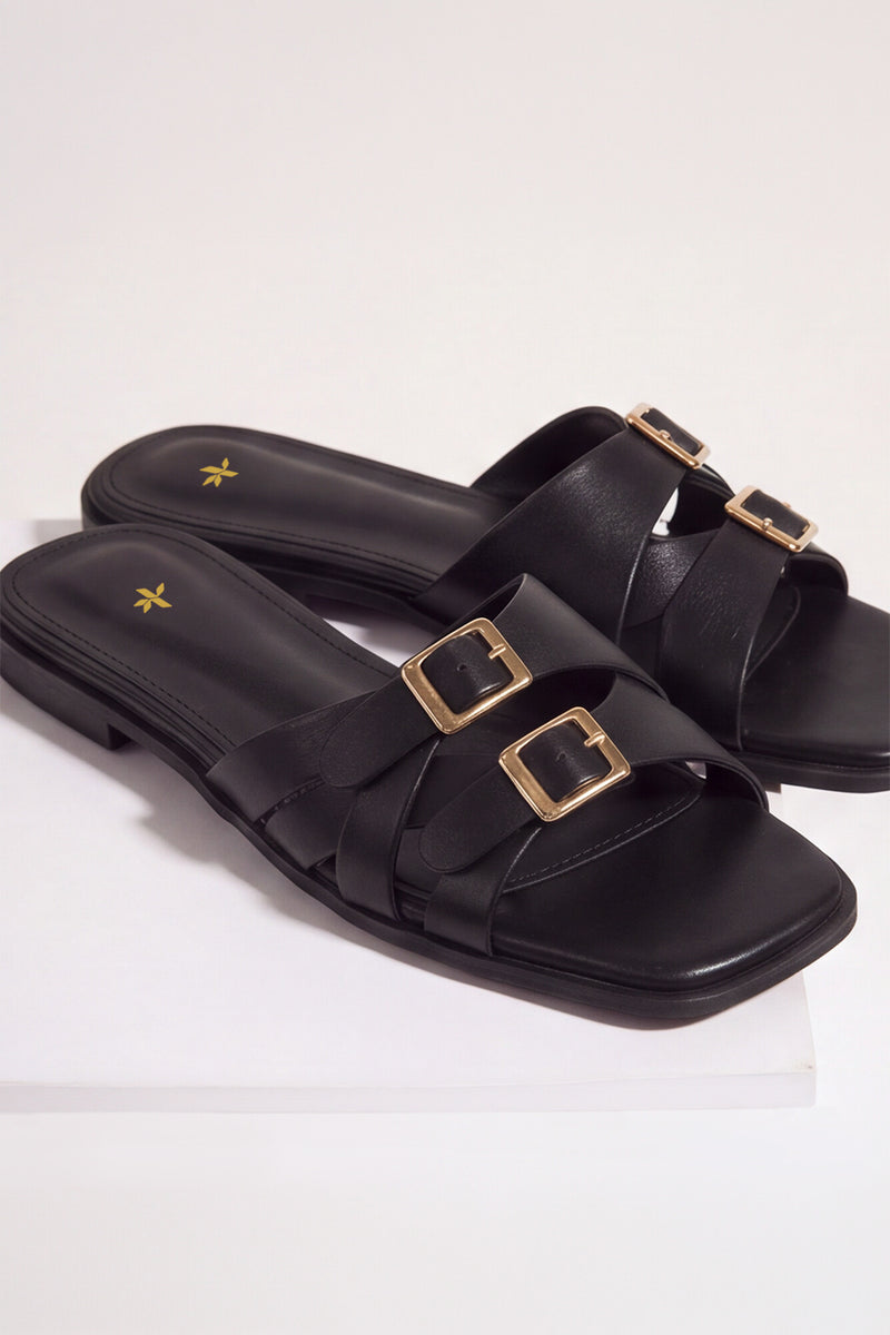 Knot Strap Slides – Black