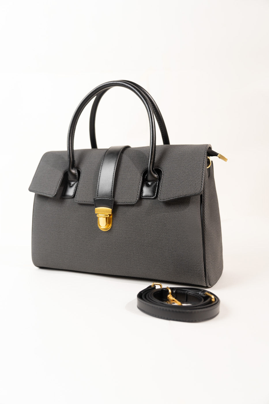 Structured Flap Satchel – Black