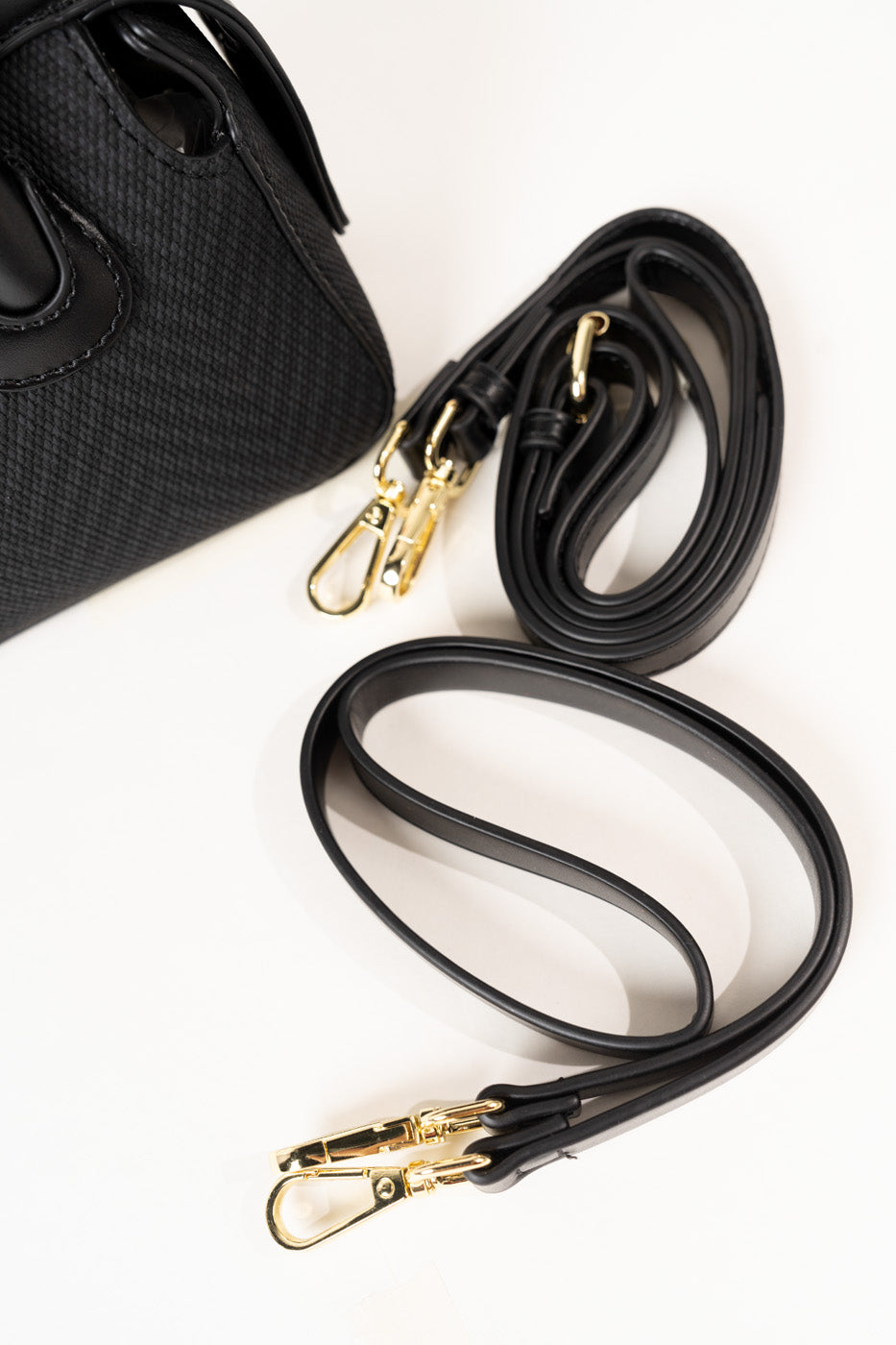 Mini Woven Boston Bag – Black