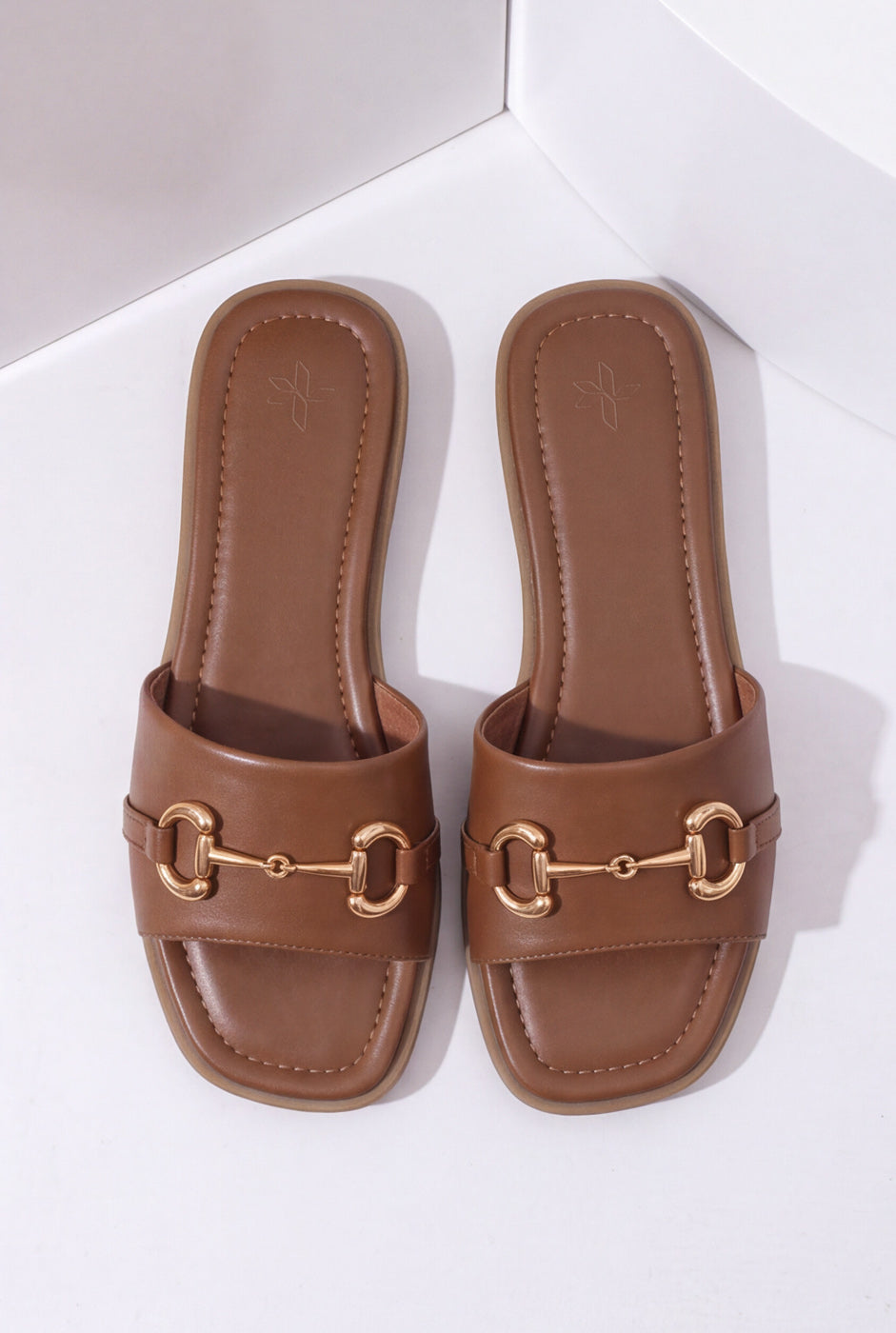 Double Strap Buckle Slides – Brown