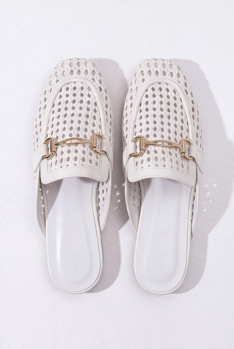 Wide Strap Mules – White