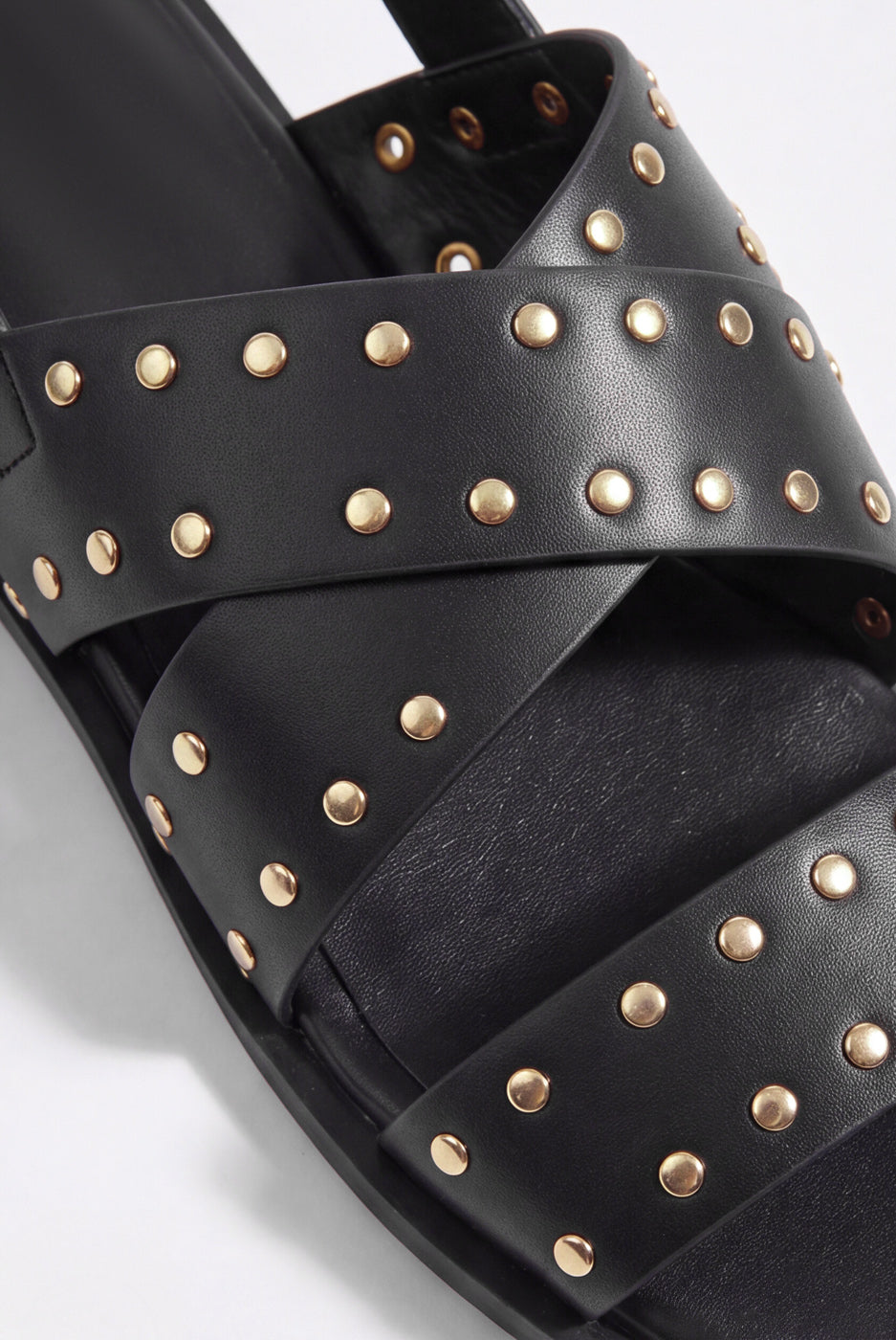 Double Strap Flat Sandals – Black