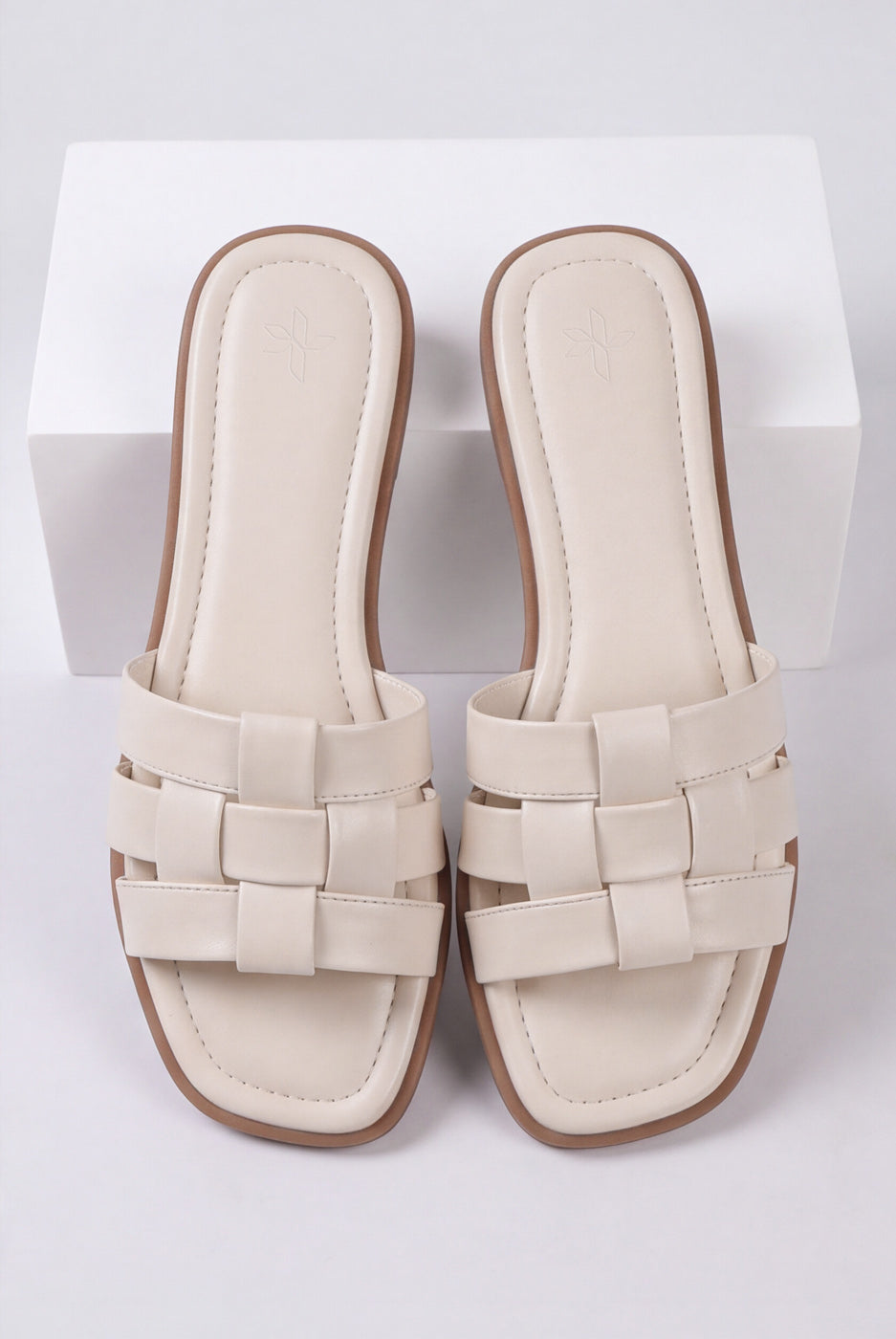 Double Band Slides – Cream