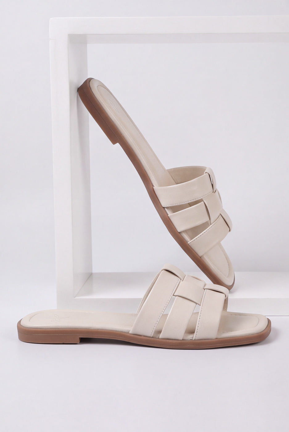 Double Band Slides – Cream