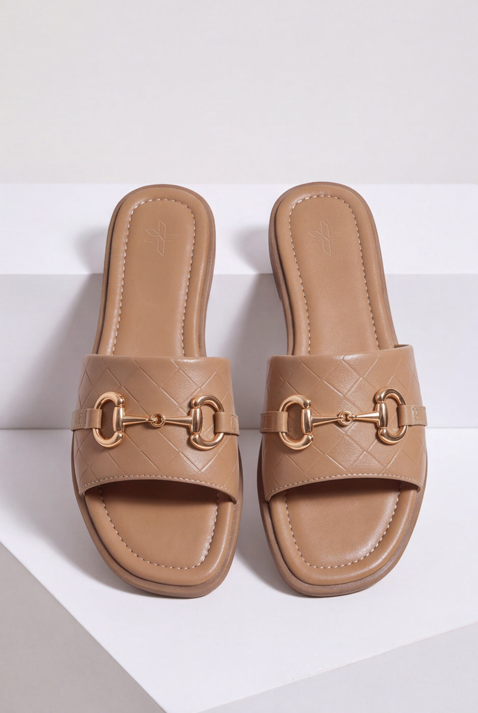 Double Strap Buckle Slides – Taupe