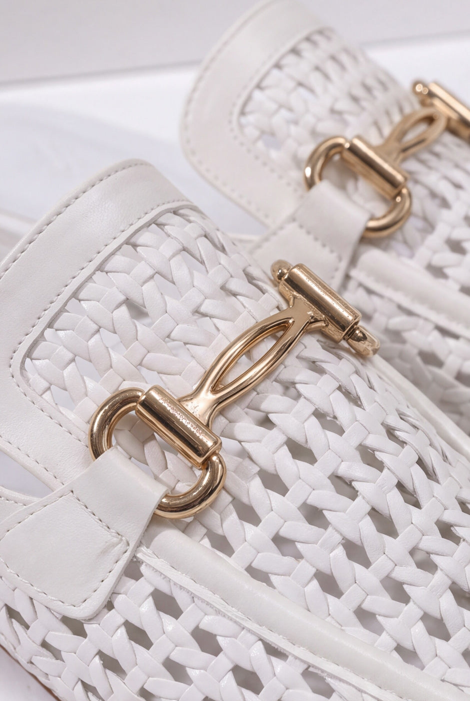 Wide Strap Mules – White