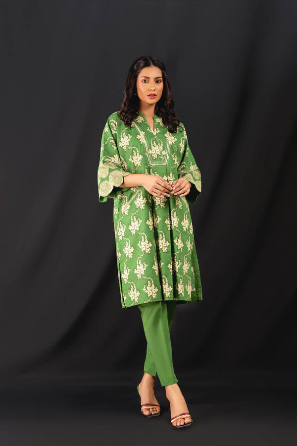 2 Pc Printed Cambric Suit With Cambric Trouser
