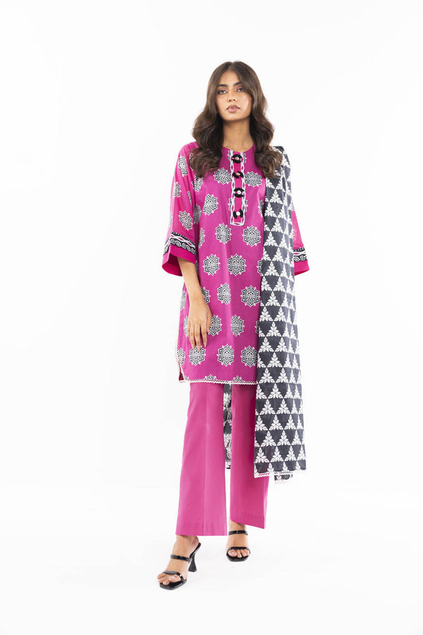 3 Pc Printed Lawn Suit With Lawn Dupatta