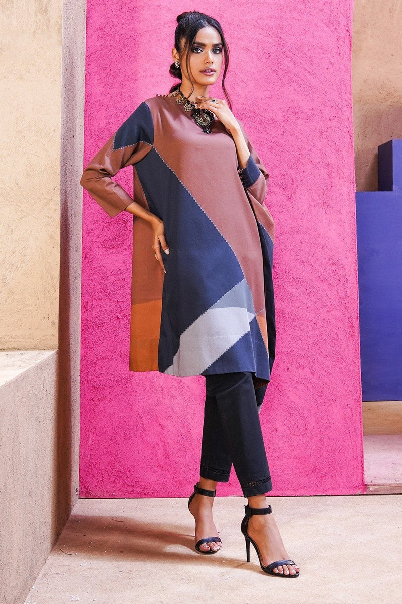 1 Pc Printed Cotton Satin Shirt