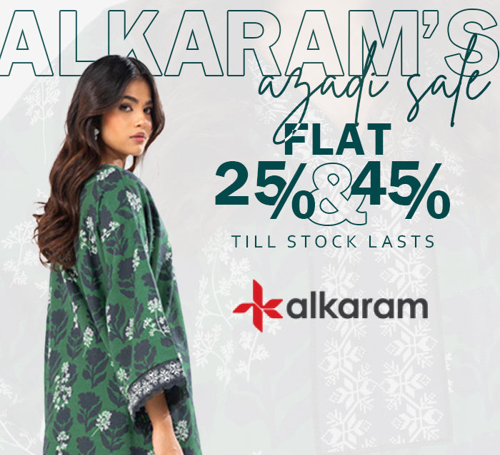 Alkaram’s Azadi Sale Flat 25% and 45% Discount