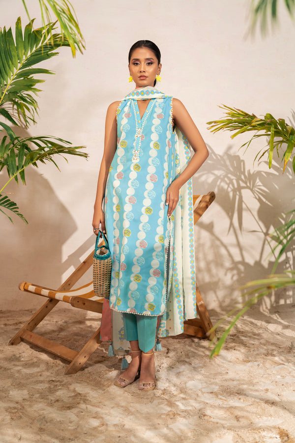 Three Piece Printed Poly Viscose Suit With Poly Viscose Dupatta