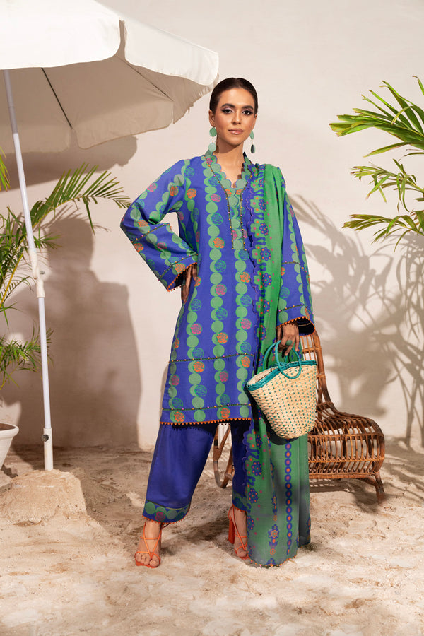 Three Piece Printed Poly Viscose Suit With Poly Viscose Dupatta