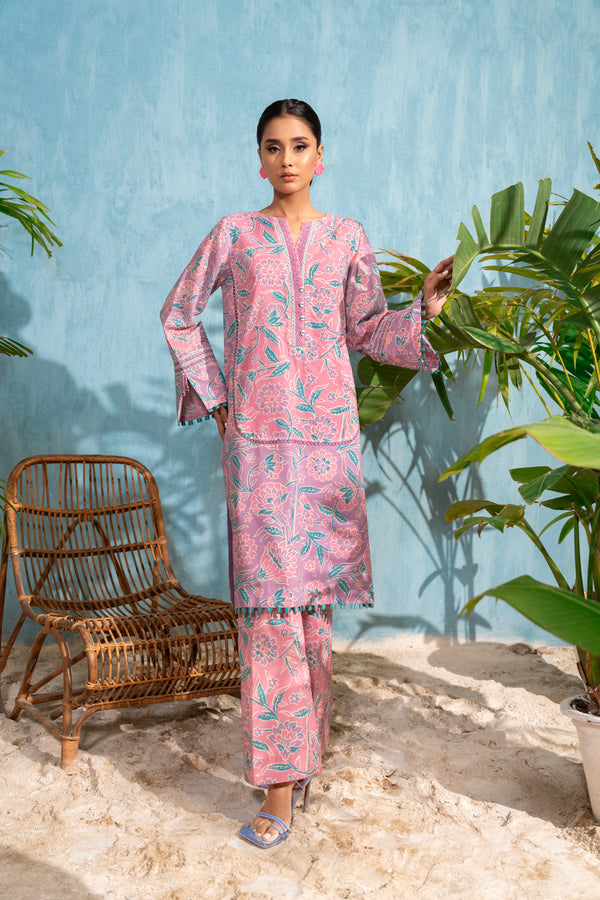 Two Piece Printed Poly Viscose Suit With Poly Viscose Trouser