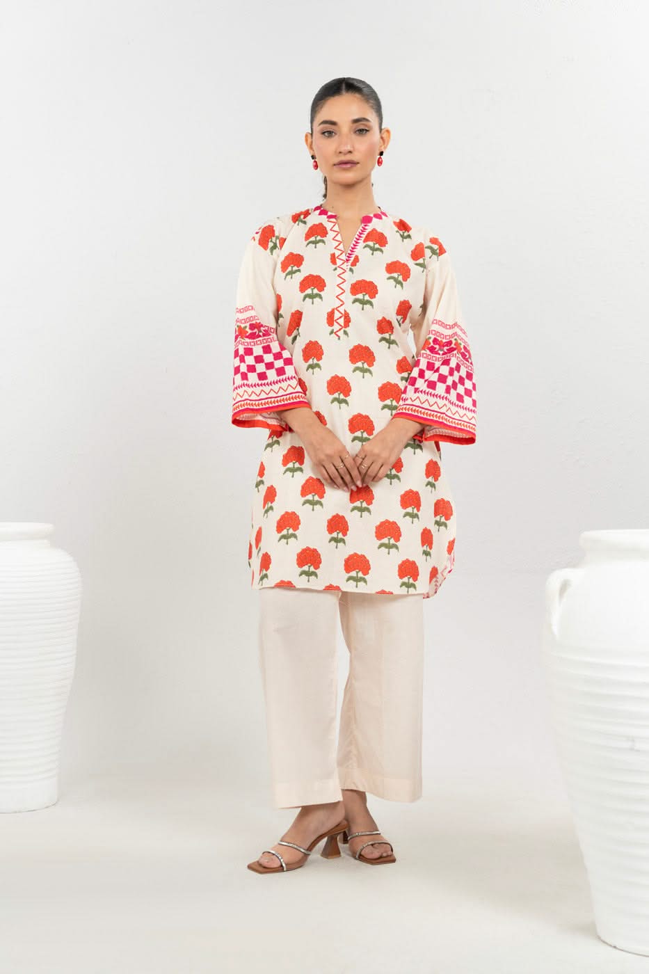 Stitched - 3 Pc Printed Dobby Outft