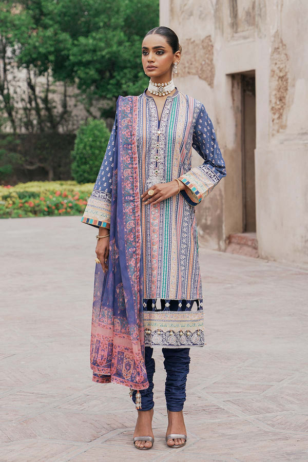 3 Pc Embroidered Lawn Suit With Poly Silk Dupatta