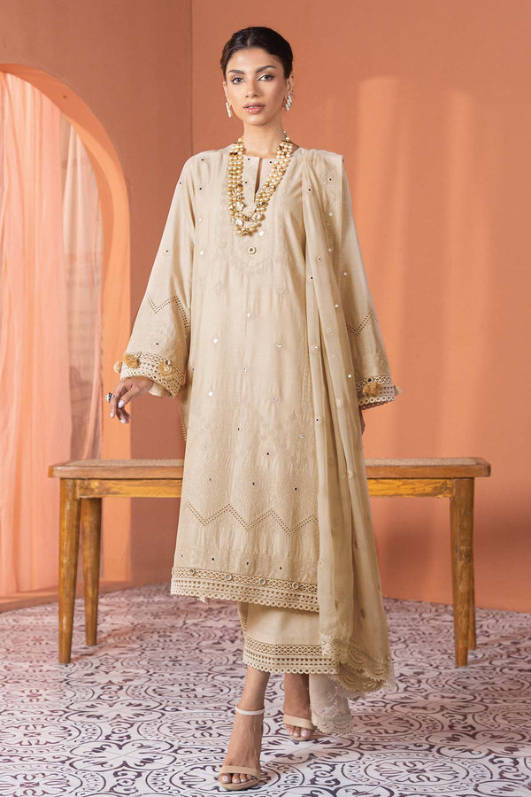 3 Pc Embroidered Lawn Suit With Bamberg chiffon Dupatta