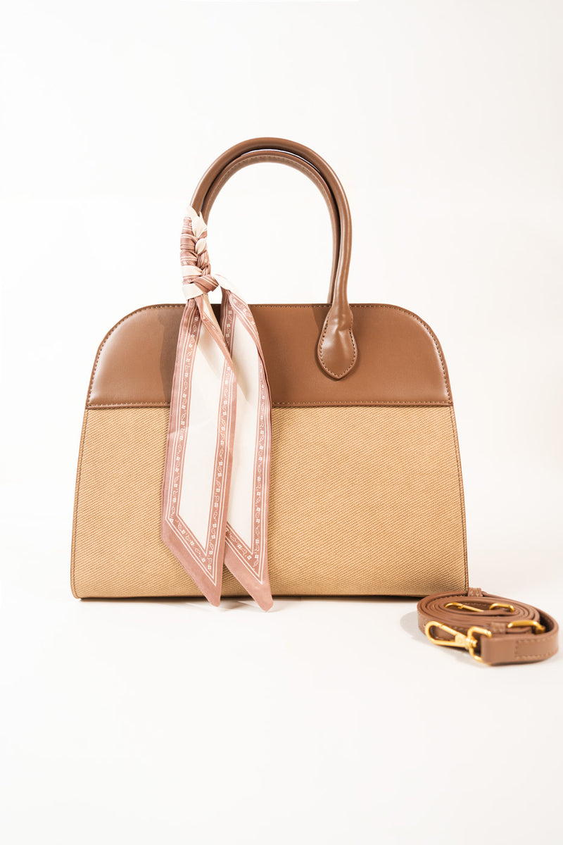 Dome Bag With Scarf – Brown
