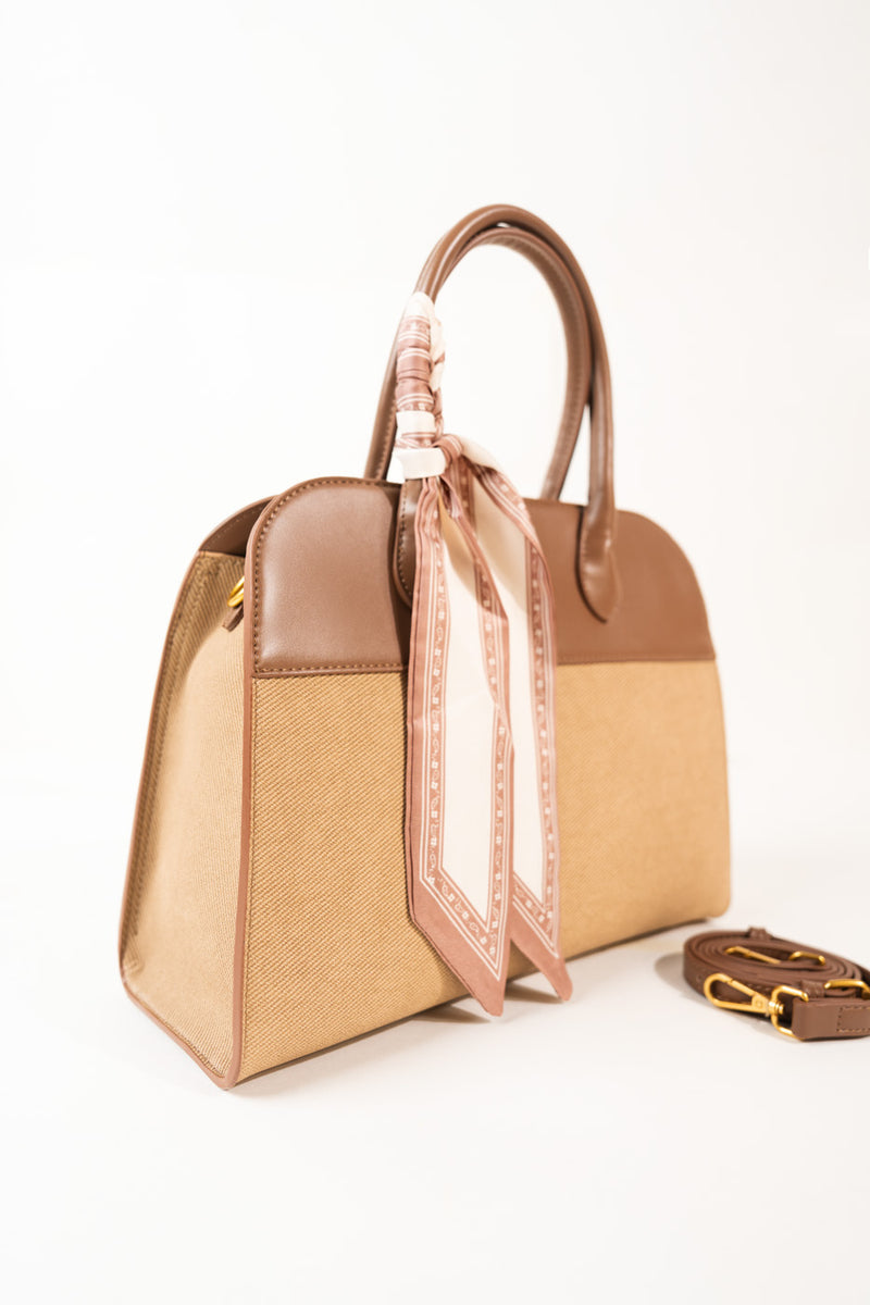 Dome Bag With Scarf – Brown