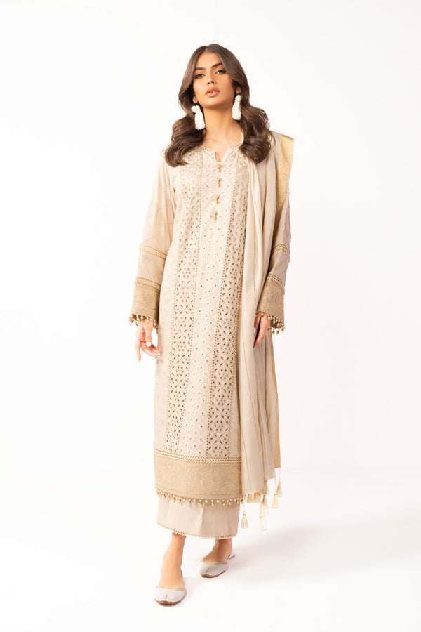 3 Pc Embroidered Viscose Suit With Tarkishi Shawl