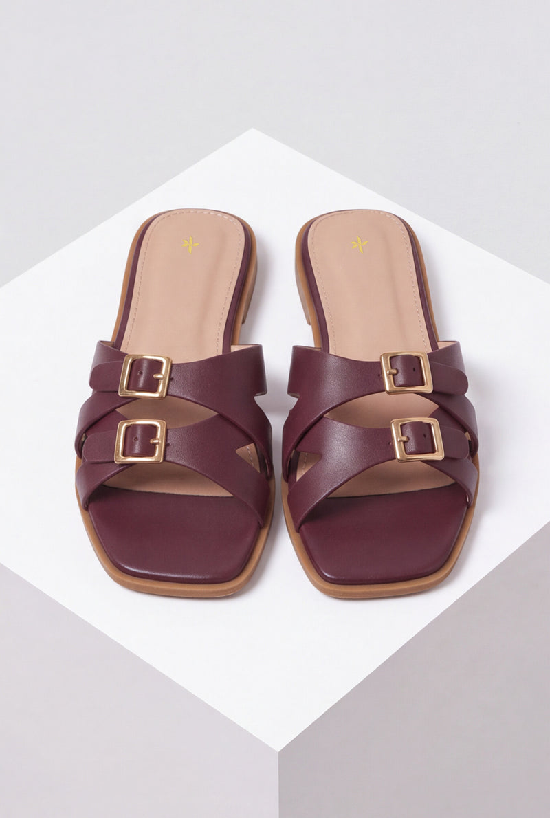 Knot Strap Slides – Maroon