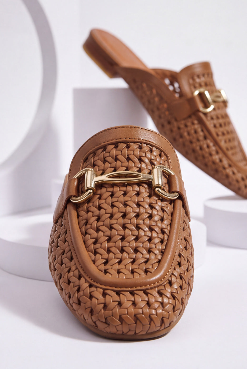 Wide Strap Mules – Brown