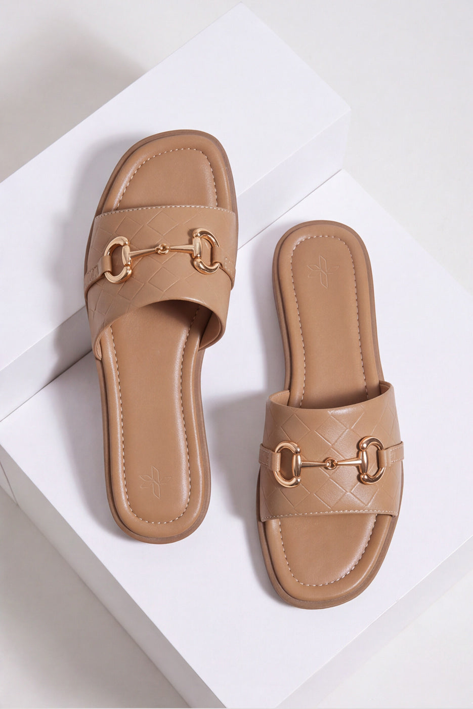 Double Strap Buckle Slides – Taupe
