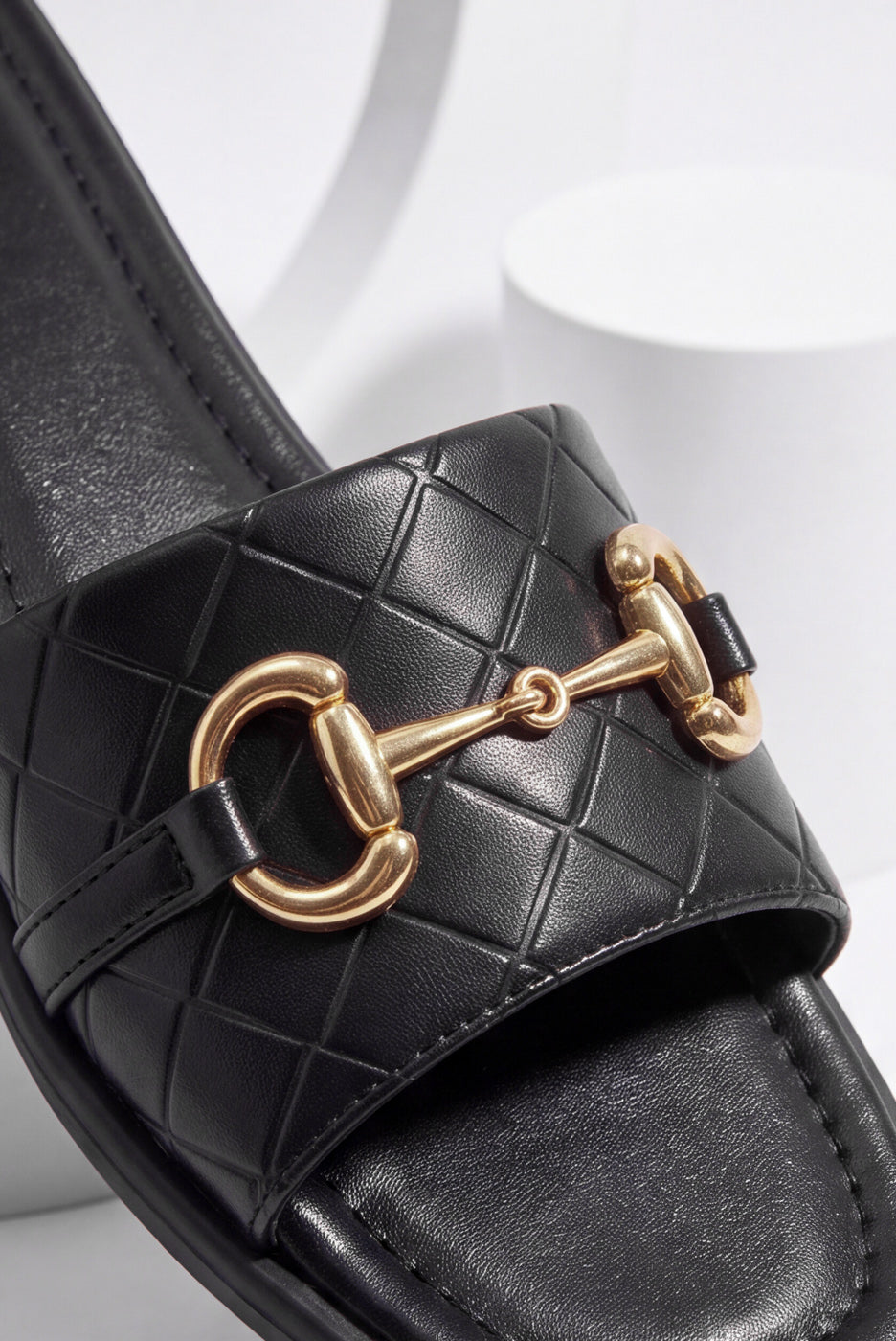 Double Strap Buckle Slides – Black