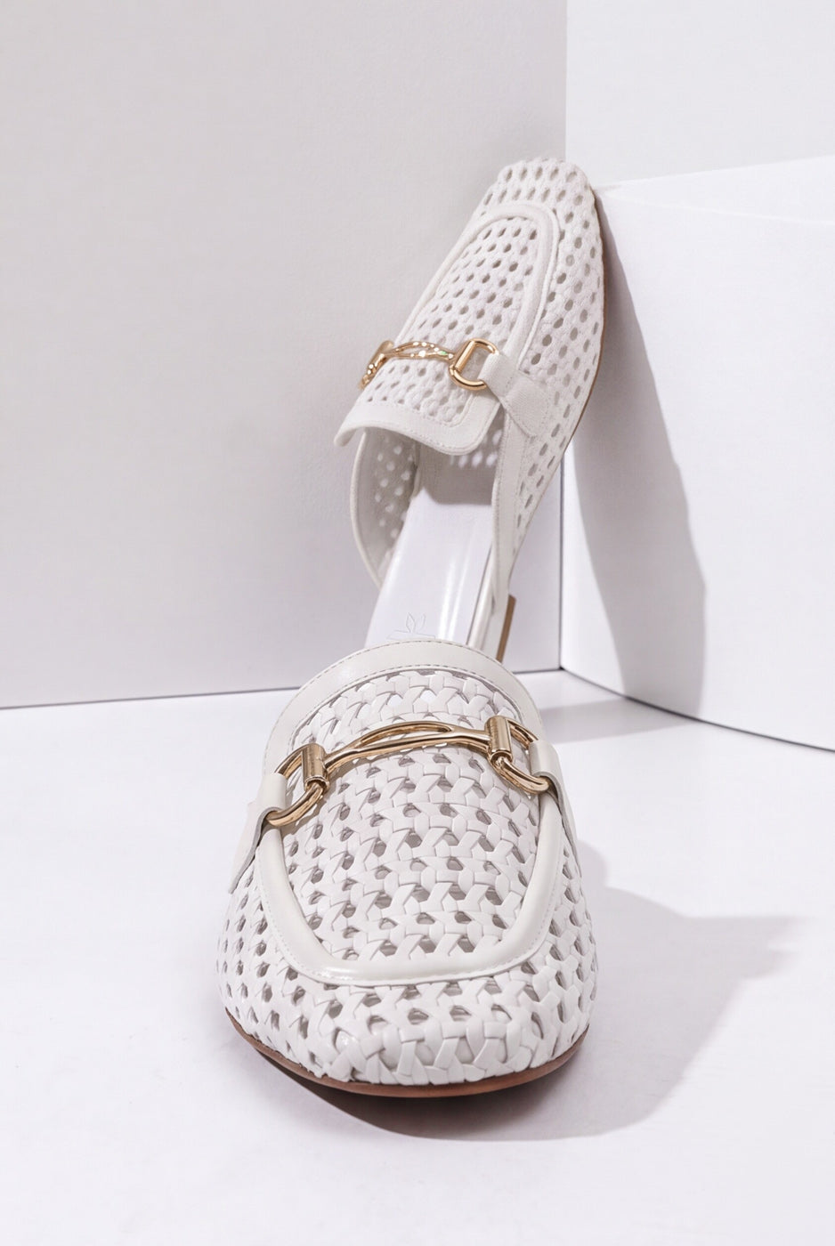 Wide Strap Mules – White