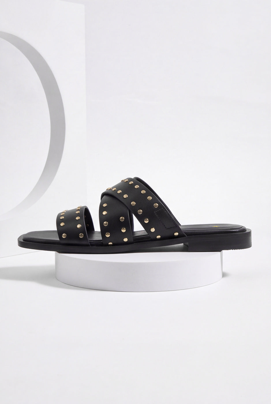 Double Strap Flat Sandals – Black