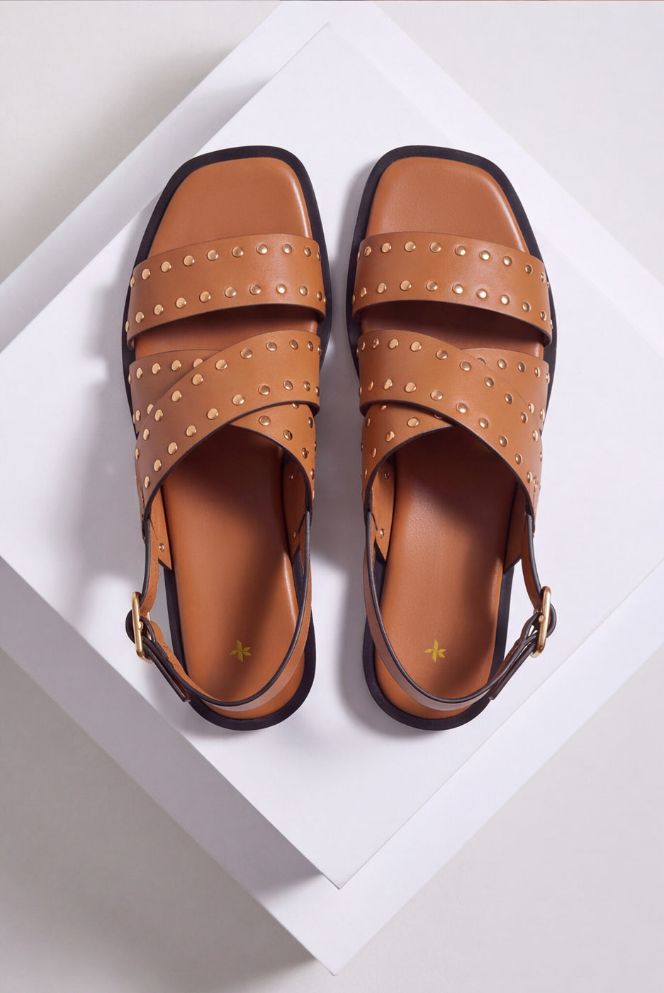 Double Strap Flat Sandals – Camel
