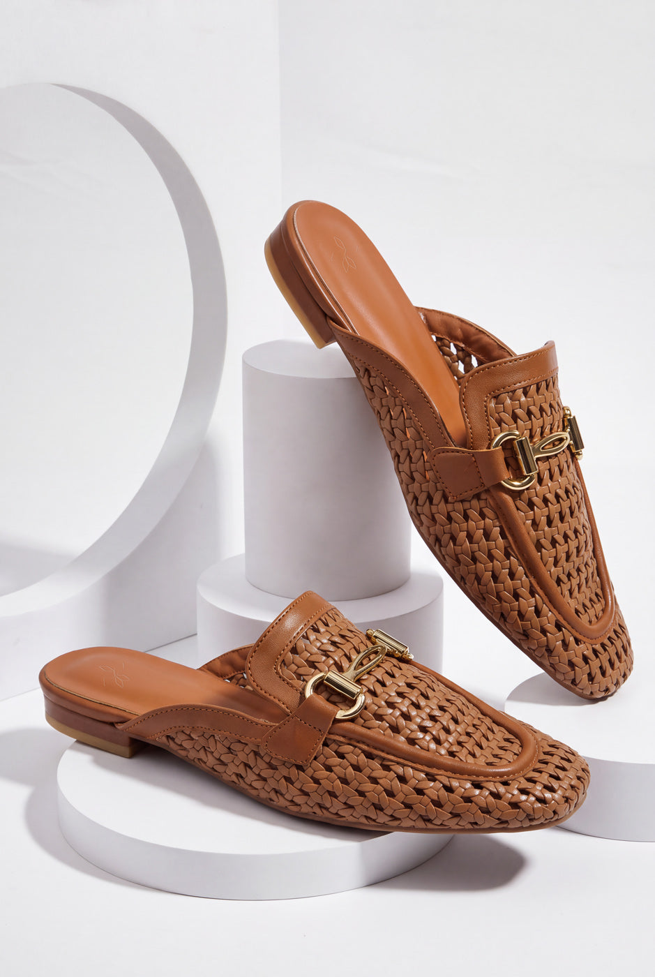Wide Strap Mules – Brown