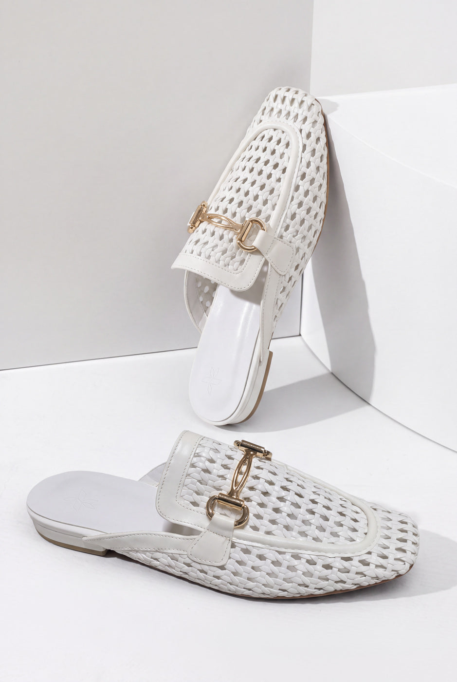 Wide Strap Mules – White