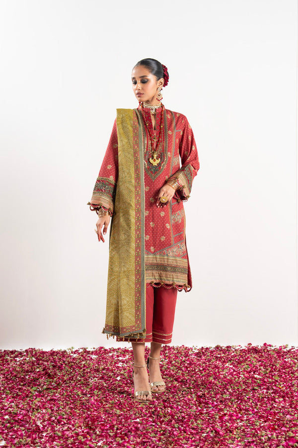2 Pc Embroidered Heavy Cambric Suit With Lawn Dupatta