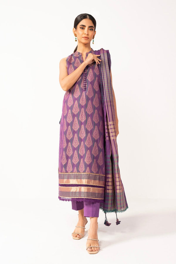 3 Pc Jacquard Suit With Yarn Dyed Dupatta