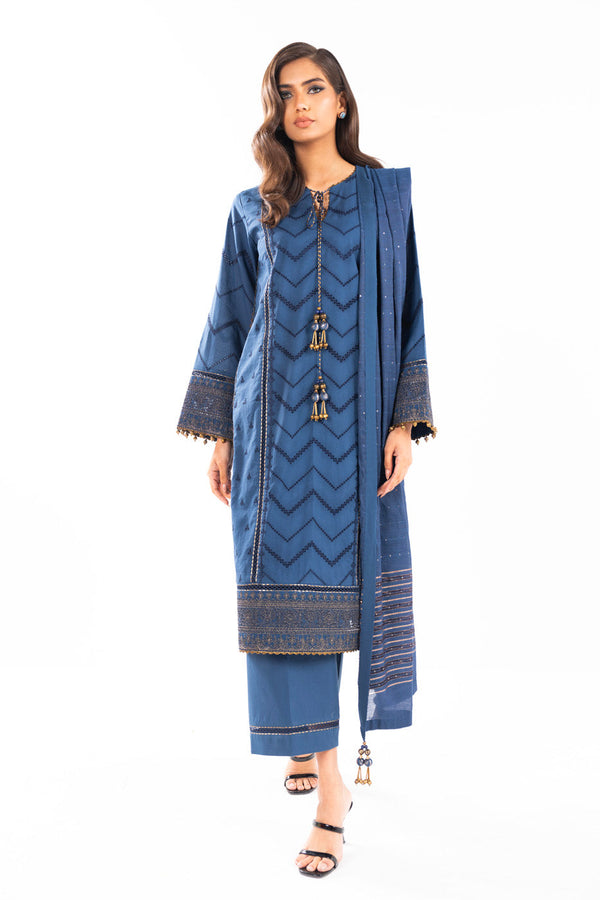 3 Pc Embroidered Lawn Suit With Yarn Dyed Dupatta