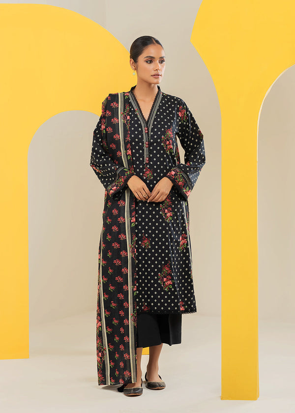 2 Pc Printed Cambric Suit With Silver Lawn Dupatta