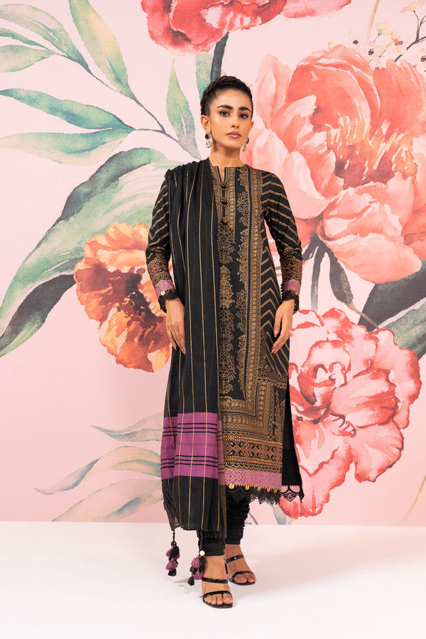 3 Pc Embroidered Cambric Suit With Yarn Dyed Dupatta