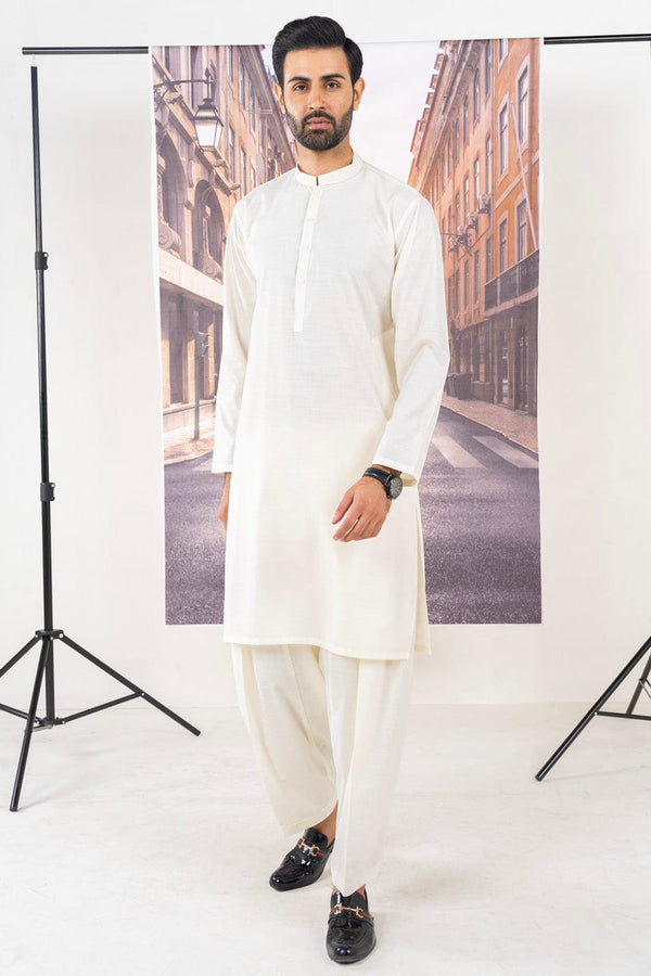 Rangari by Edge Republic Men RTW Embroidered Blended Cotton 2 Pcs Off White CK 761  - Festive Collection