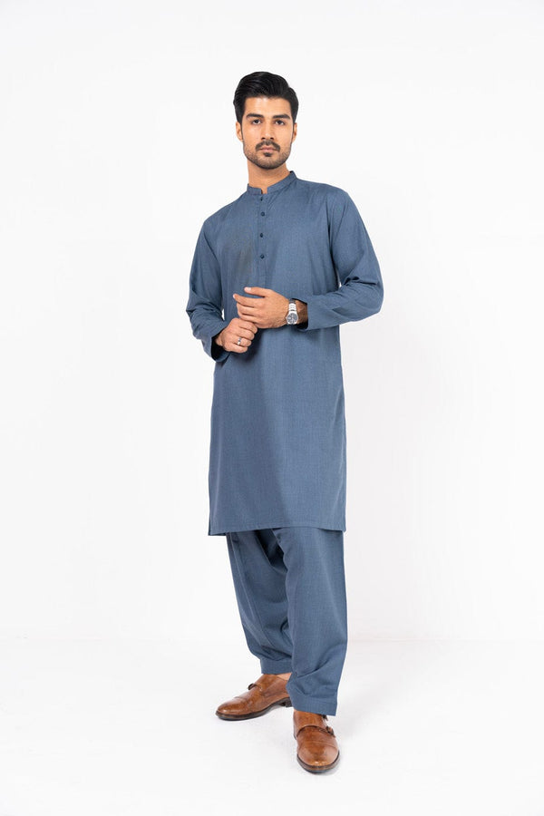 Rangari by Edge Republic Men RTW Embroidered Blended Cotton 2 Pcs Dark Blue CK 773 - Festive Collection