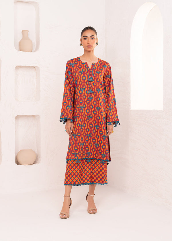 2 Pc Embroidered Lawn Viscose Suit With Lawn Viscose Trouser