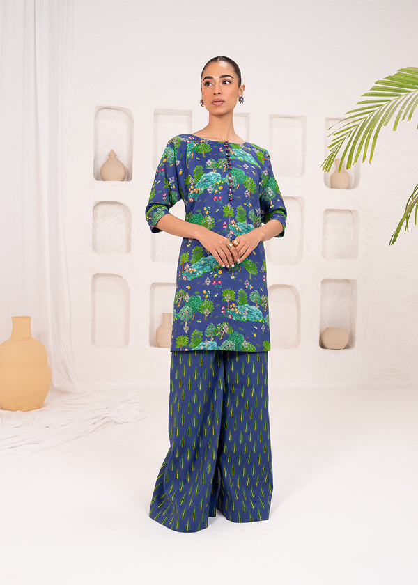 2 Pc Embroidered Lawn Viscose Suit With Lawn Viscose Trouser