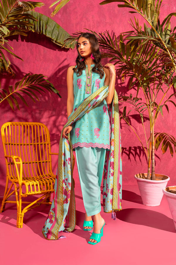 3 Pc Embroidered Poly Lawn Suit With Poly Lawn Dupatta