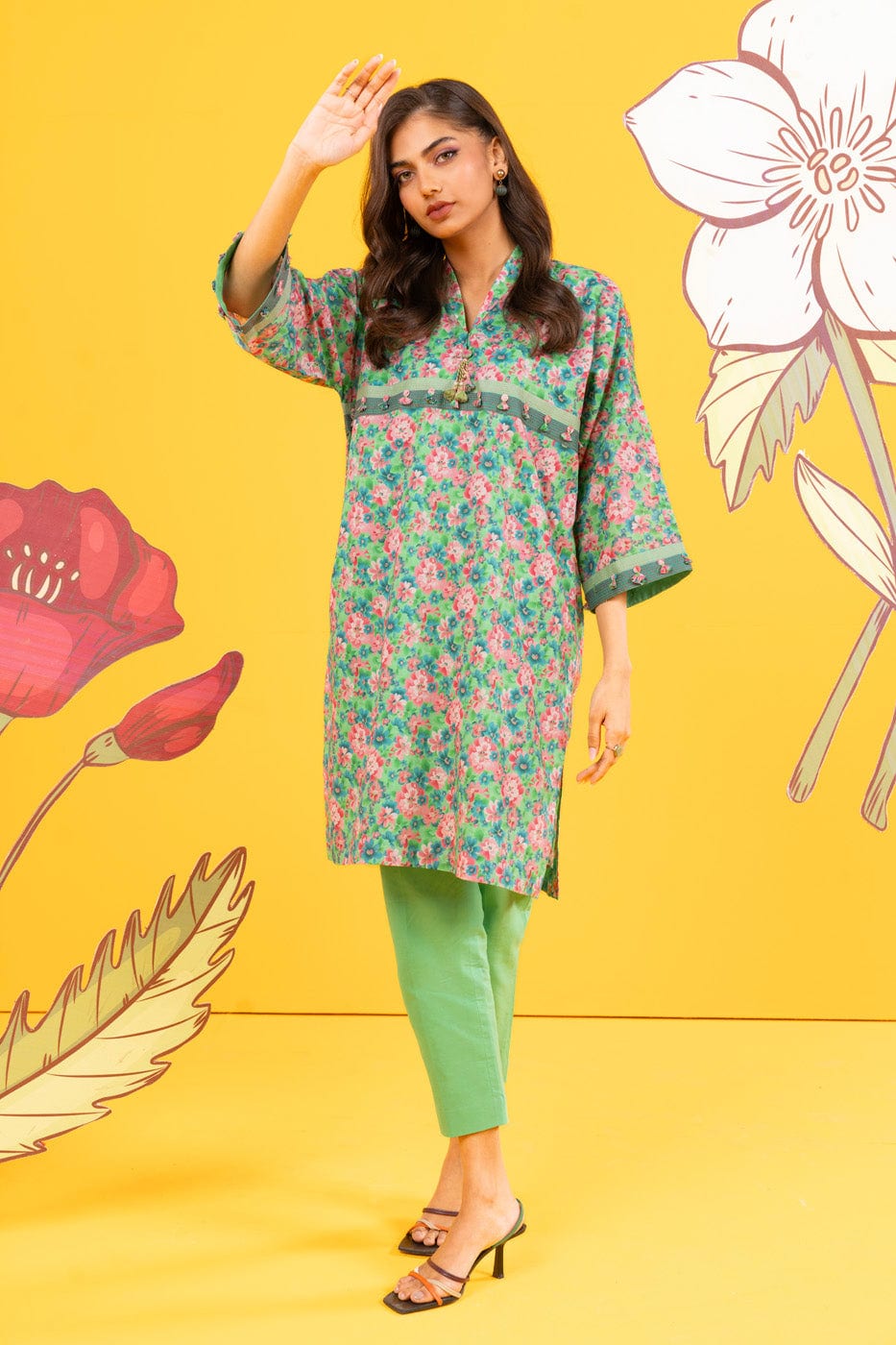 1 Pc Printed Lawn Shirt – Alkaram Studio