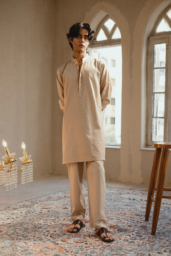 Dyed Embroidered Cotton Kurta Trouser
